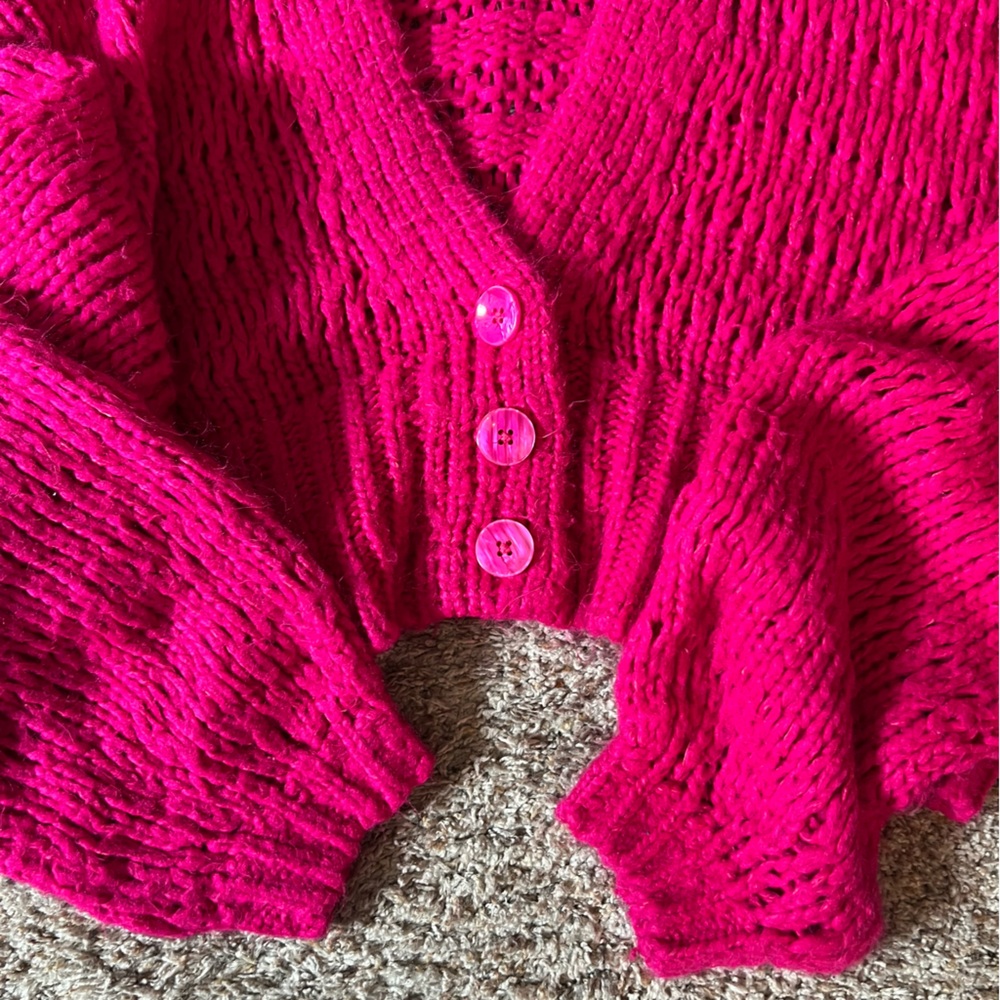 Urban Outfitters Fuchsia Knit Cardigan large - Picture 2 of 3